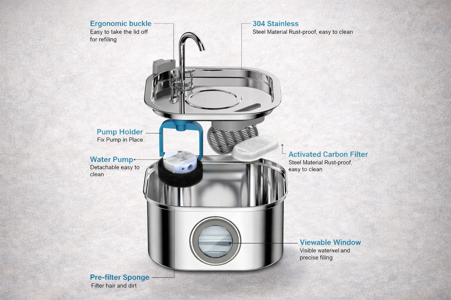 Shrevalo™ Fountain + 4 Replacement Filters